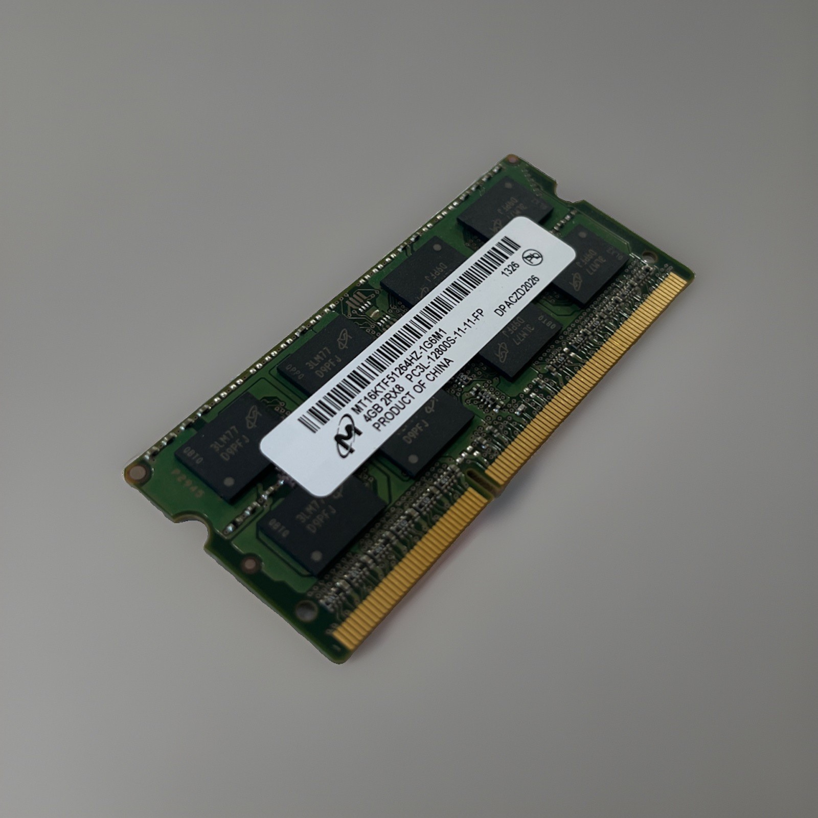 Micron 4GB 2Rx8 PC3L-12800S-11-11-FP Laptop Memory P/N: MT16KTF51264HZ-1G6M1