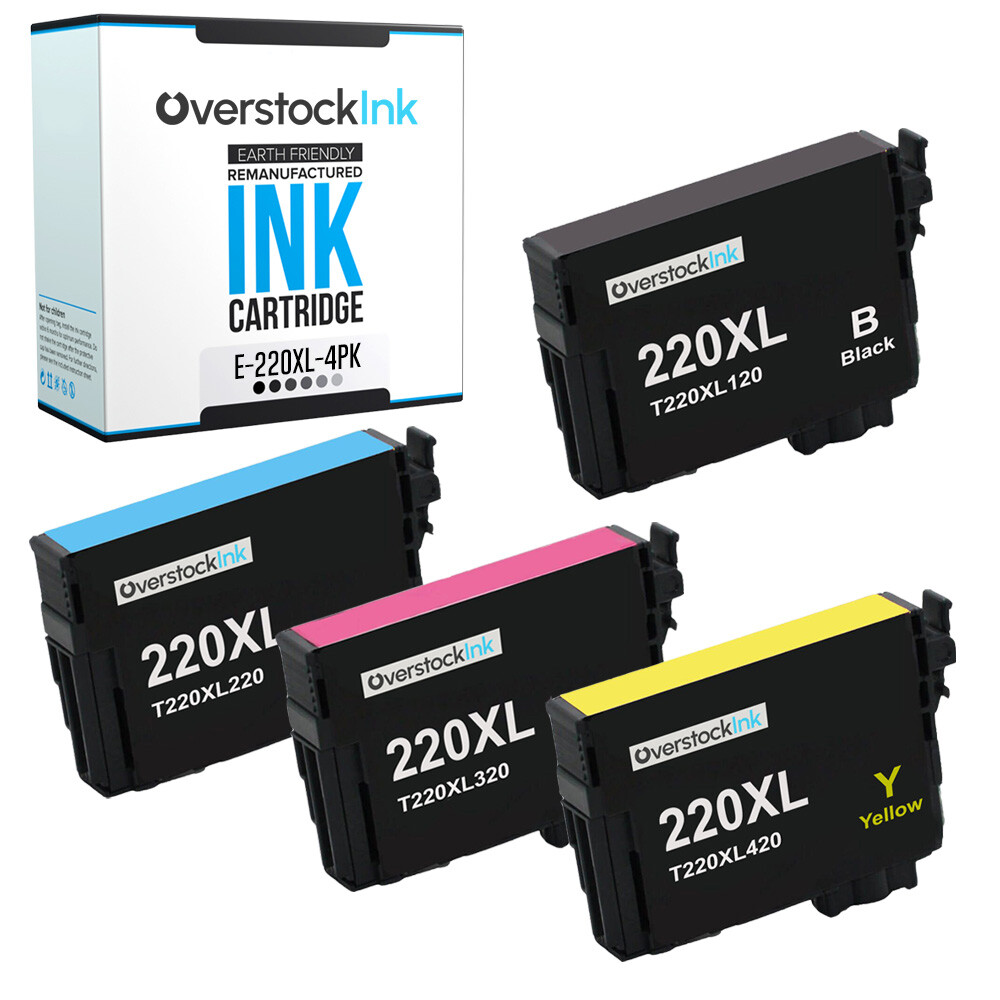 T220XL 220XL 4-Pack Ink Cartridges Fits Epson Workforce WF-2760 2750 2660 2650
