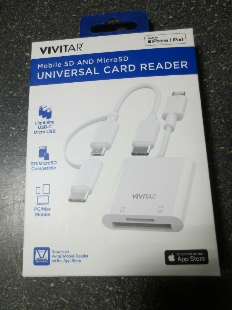 2 Vivitar Mobile SD & MicroSD Universal Card Reader White MOV4016-WHT (Qty 2)