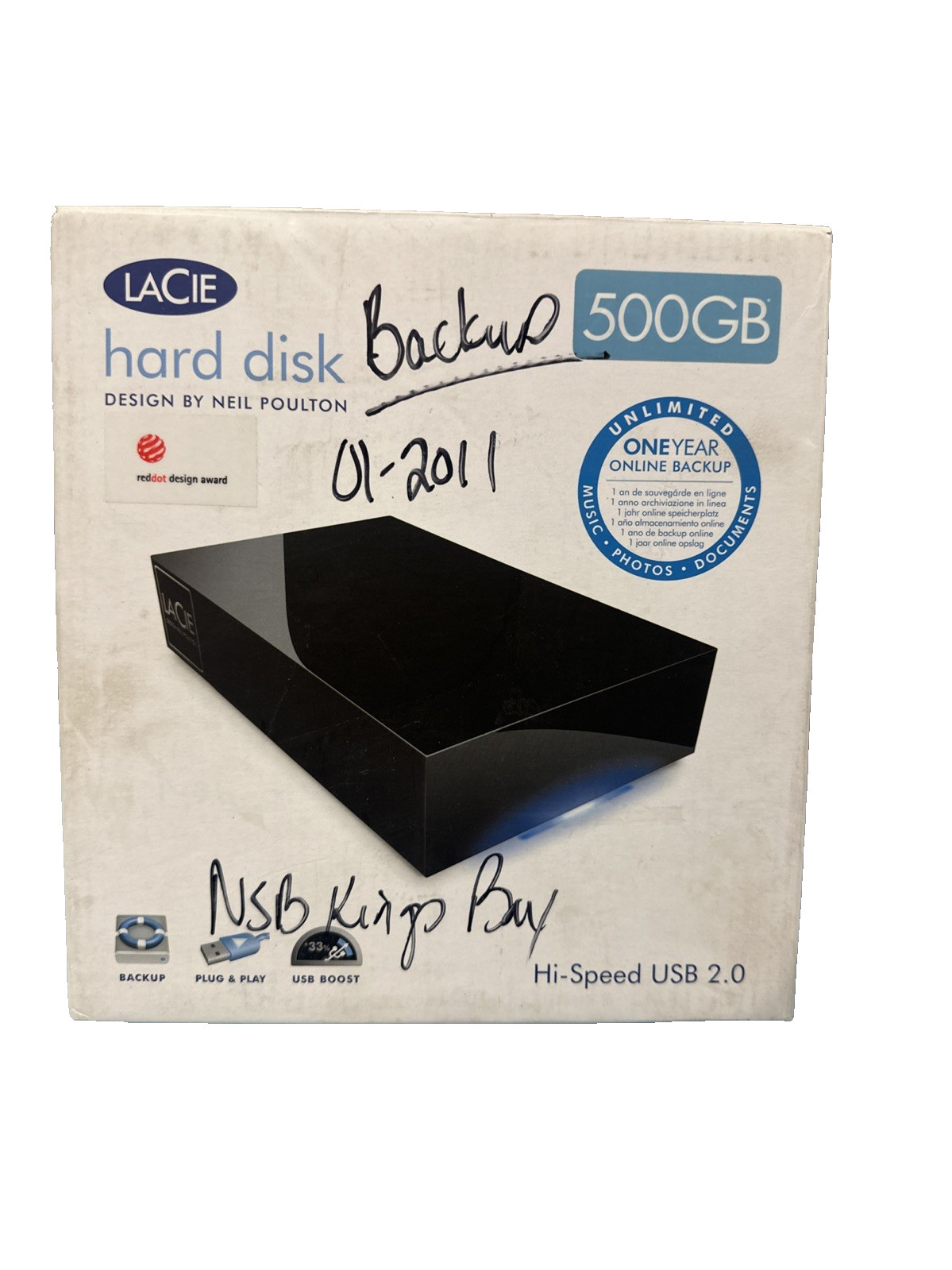 LaCie 500GB External Hard Drive USB 2.0 Neil Poulton NEW