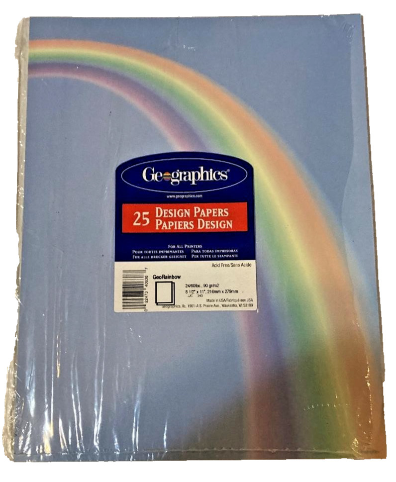 Rainbow Geopaper For Printer 25x Sheets 8 1/2" X 11" 🌈 SEALED 🌈