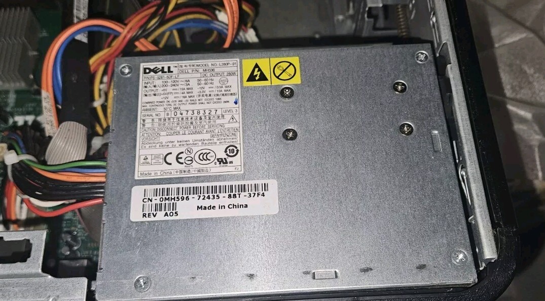 GENUINE DELL OPTIPLEX 755D 280W POWER SUPPLY L280P-01 *Used, Shows Wear*