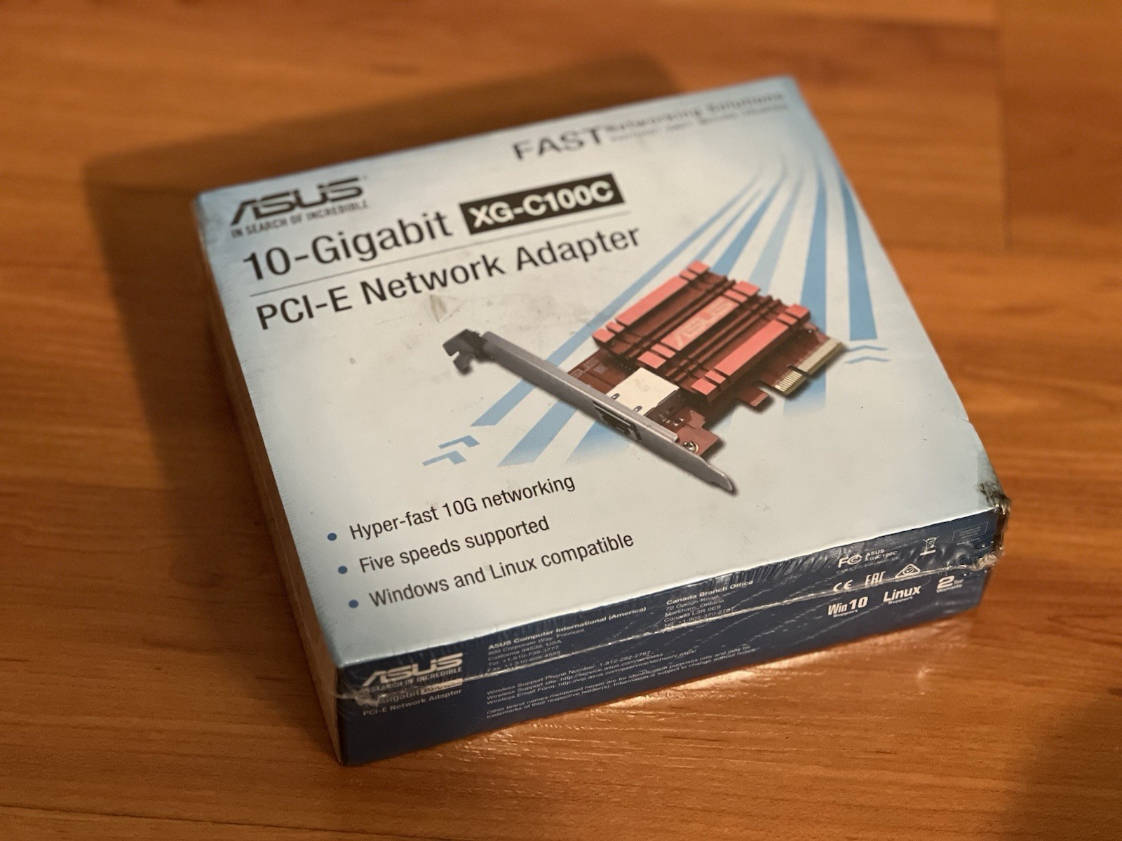 ASUS XG-C100C 10G PCI-E Network Adapter, Hyper-fast, 5 speeds, Brand New
