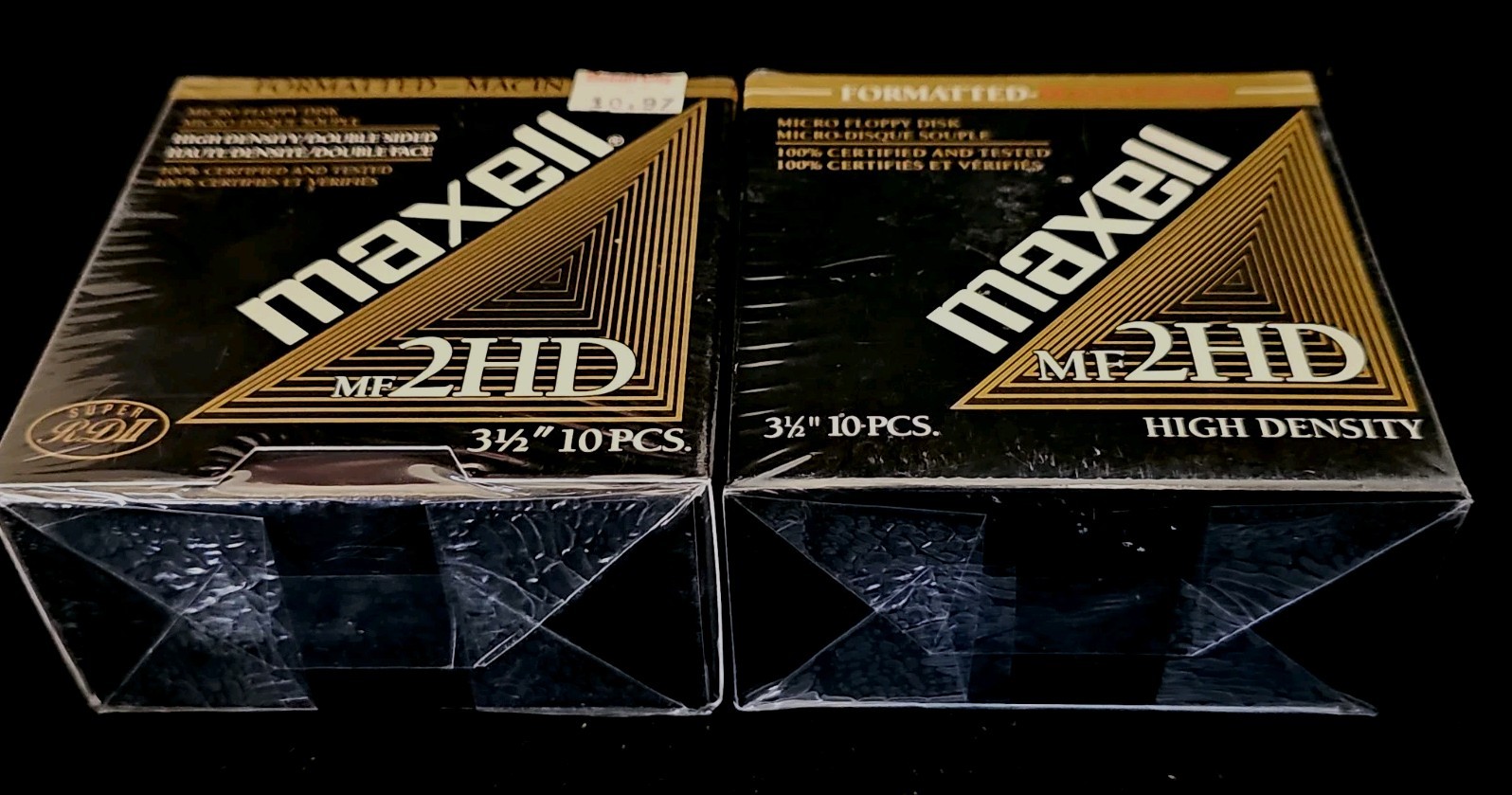 NEW 2 Maxell MF2HD 3.5" Floppy Disks High Density Formatted Macintosh 10 Pks