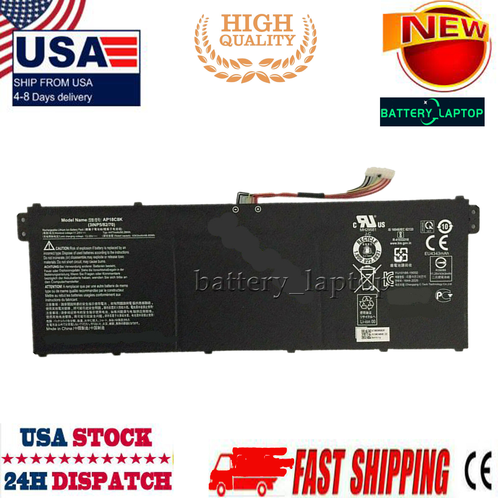AP18C8K AC18C8K Battery For Acer Aspire 5 A514-52 A515-43 A515-54 A515-56 50.29W