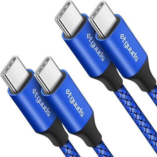 etguuds USB C to C Cable 4ft, 2-Pack 60W C C Fast Blue