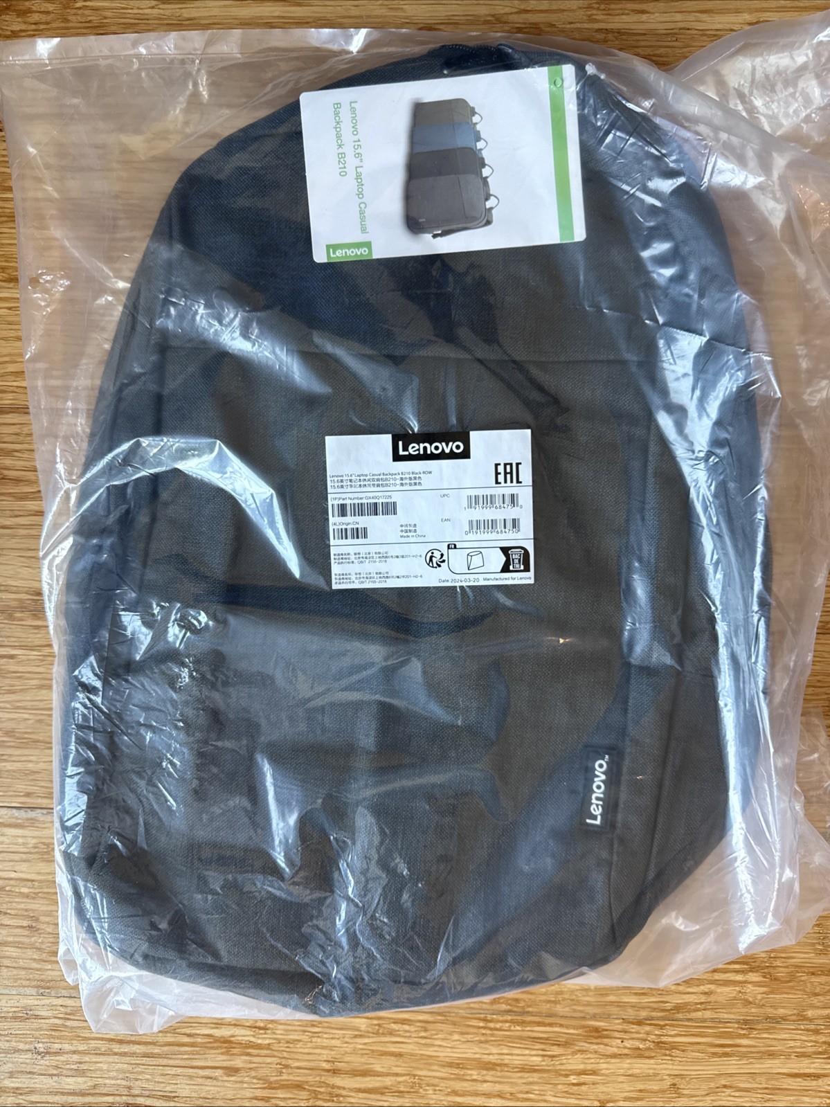 NWT Lenovo B210 15.6" Laptop Backpack - Black
