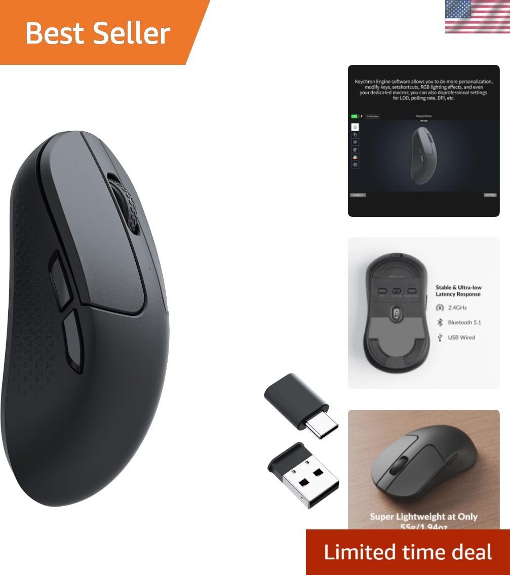 Lightweight M3 Mini Bluetooth Gaming Mouse - PixArt 3395, Up to 70 Hour Battery