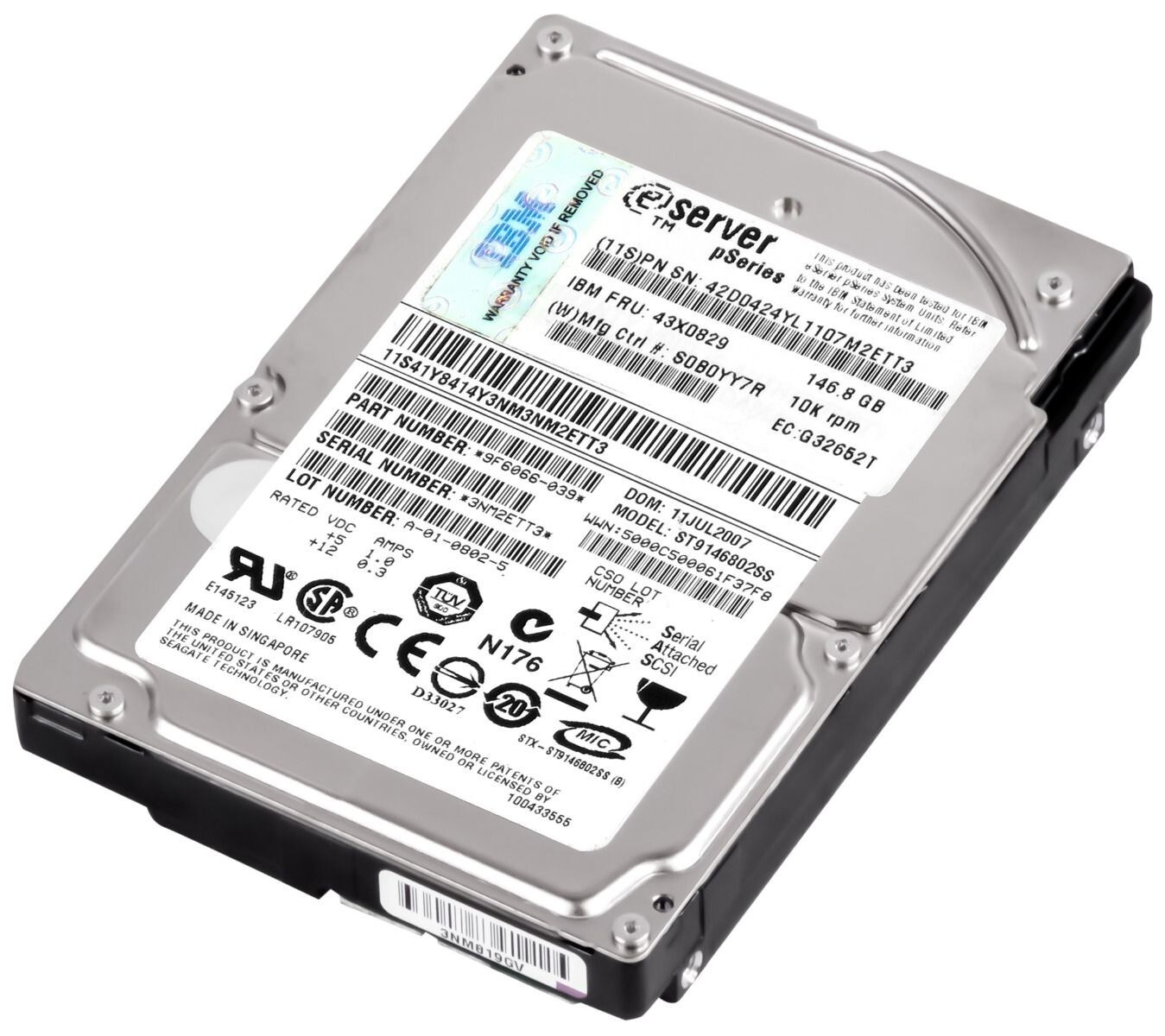 IBM Hard Drive 43X0829 42D0424 ST9146802SS 146.8GB 10K 16MB SAS 2.5''