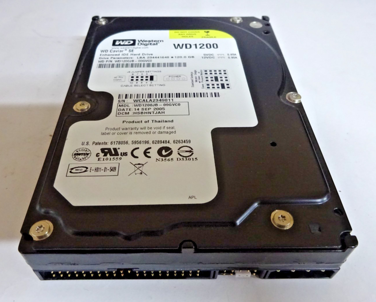 WESTERN DIGITAL 120GB *WD1200JB-00GVC0* IDE 3.5 HDD #FP5128