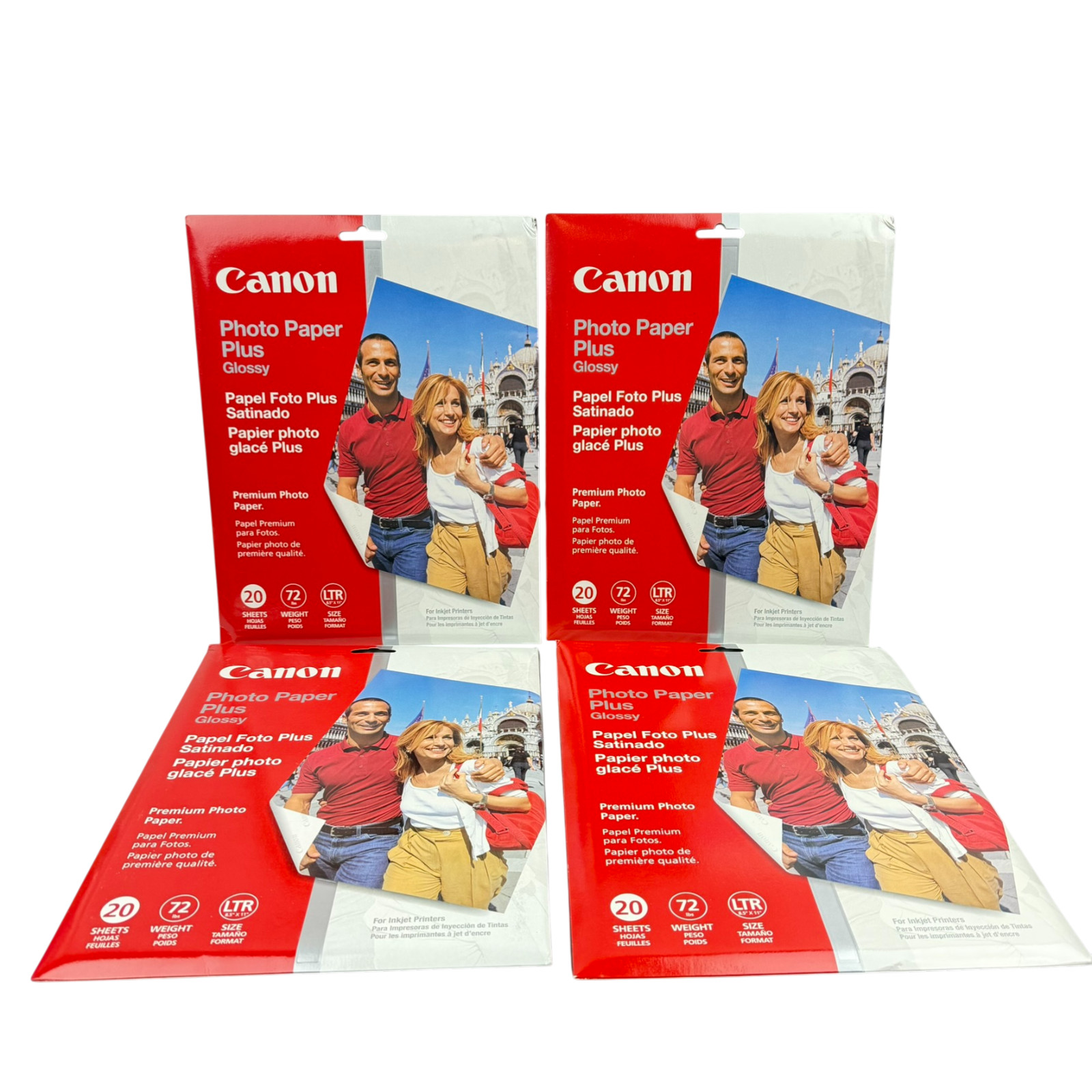 Canon Photo Paper Plus Glossy 8.5x11 72 lb 4 Packs 80 Sheets total New Sealed