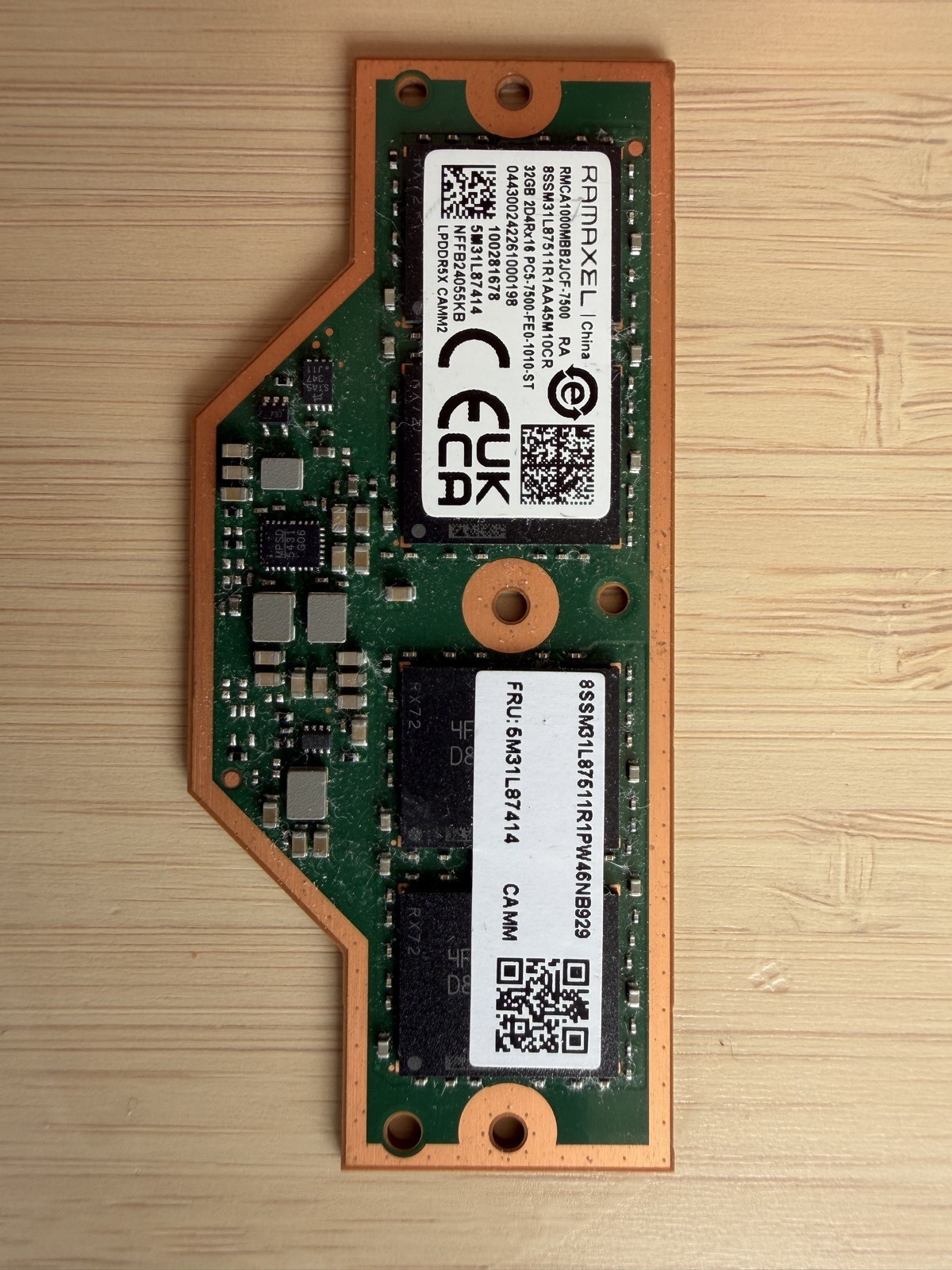 Lenovo 32GB LPCAMM2 LPDDR5X-7500 Memory ThinkPad P1 Gen 7 8 FRU 5M31L87414
