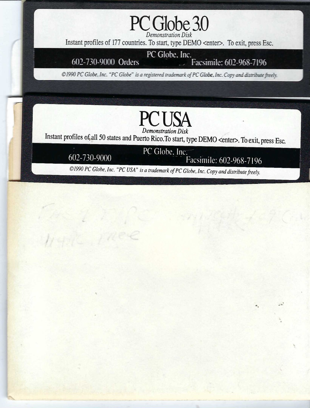 ITHistory  SOFTWARE IBM (1990)  PC USA/ PC GLOBE Demos  (PC Globe)  5.25"