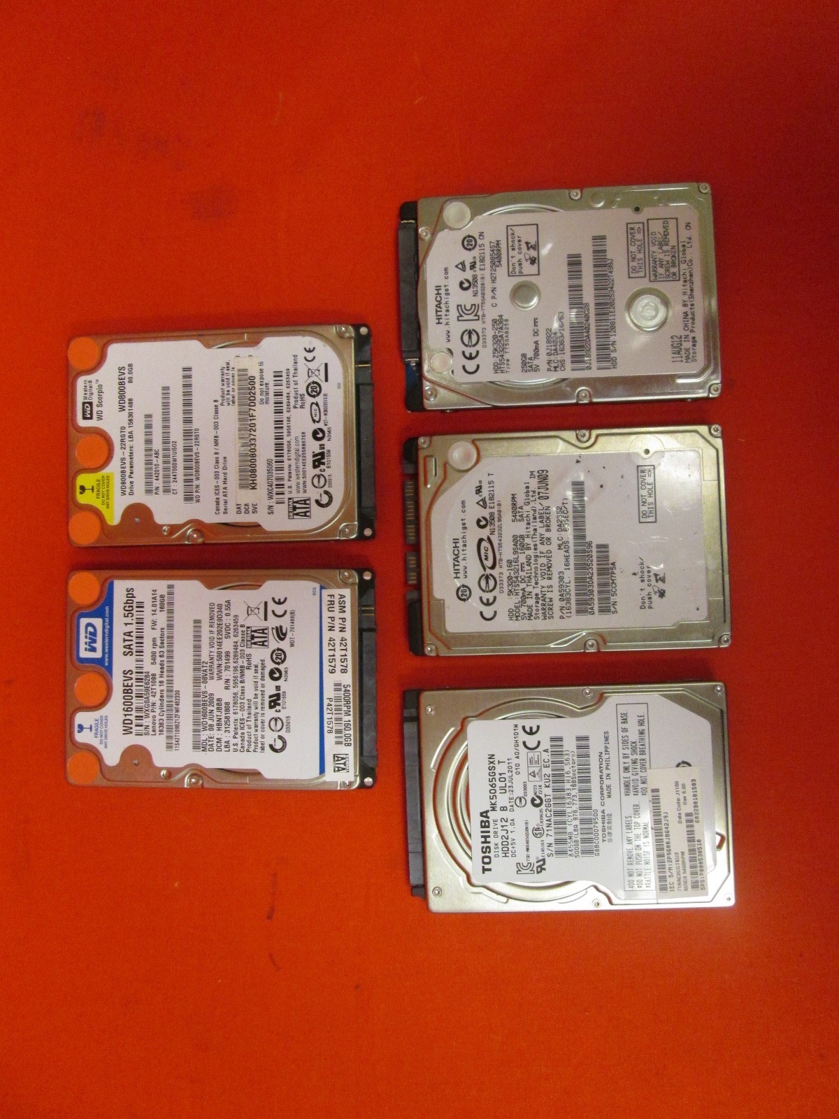 Broken Lot Of 5 Random Internal HDD 2.5 Inch Hitachi Toshiba Seagate Hgst 9854