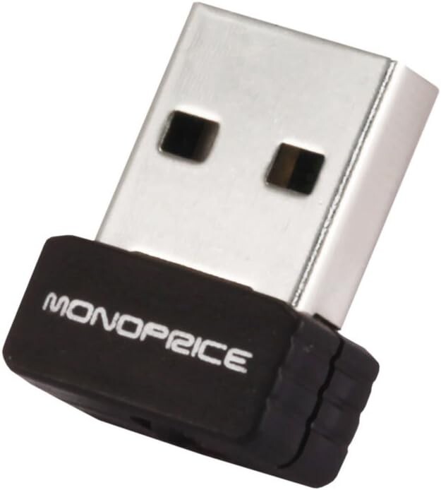 Monoprice Ultra-Mini USB Wireless Lan 802.11N Adapter, 1T1R (150Mbps) (108072)