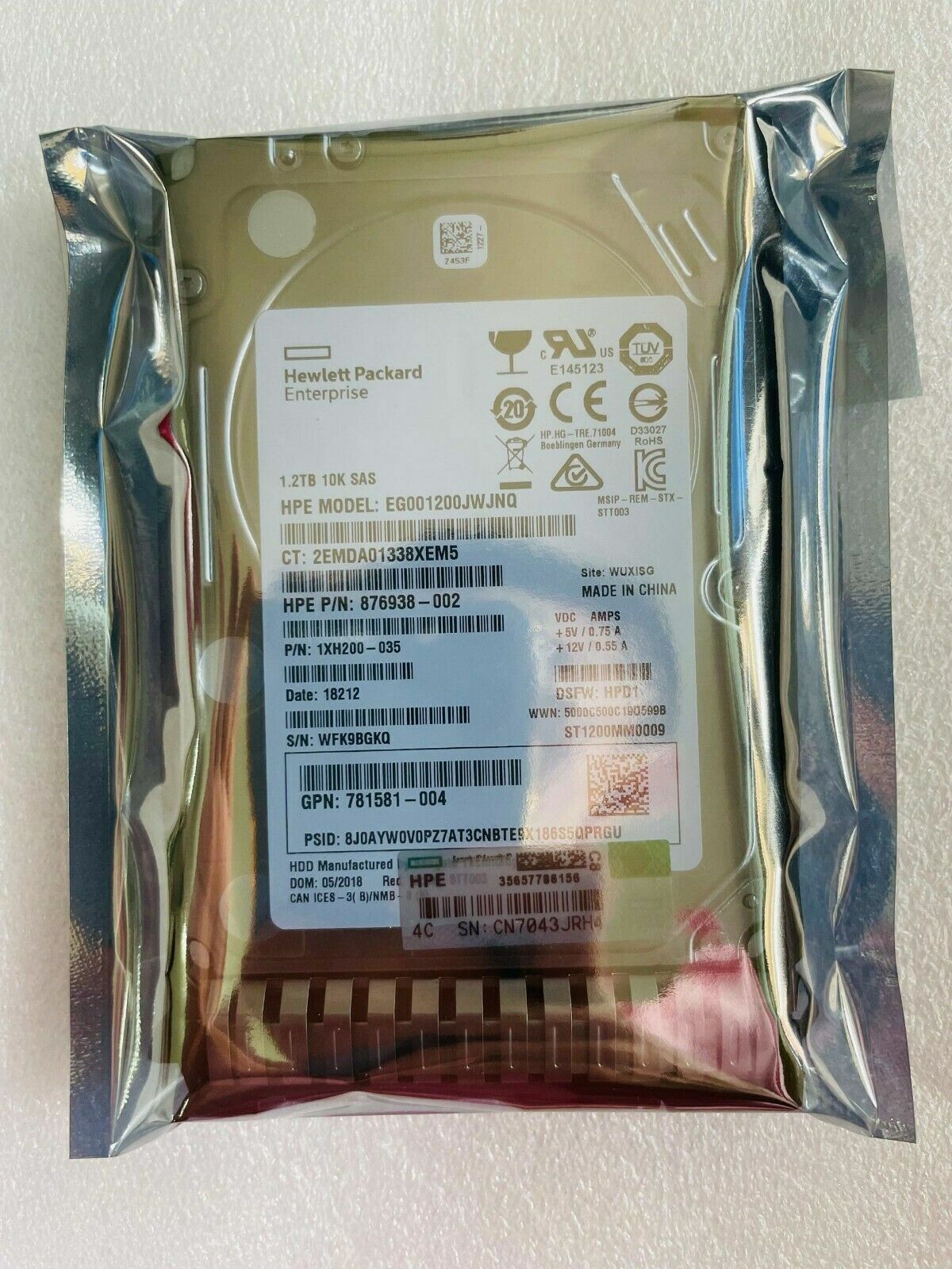 FOR HP 781518-B21 1.2TB 12G SAS 10K 2.5" SFF SAS HDD 781578-001 New