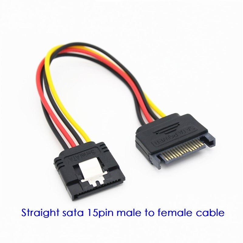 High Quality 8 inch SATA 15-Pin Male to Female Power Extension Cable