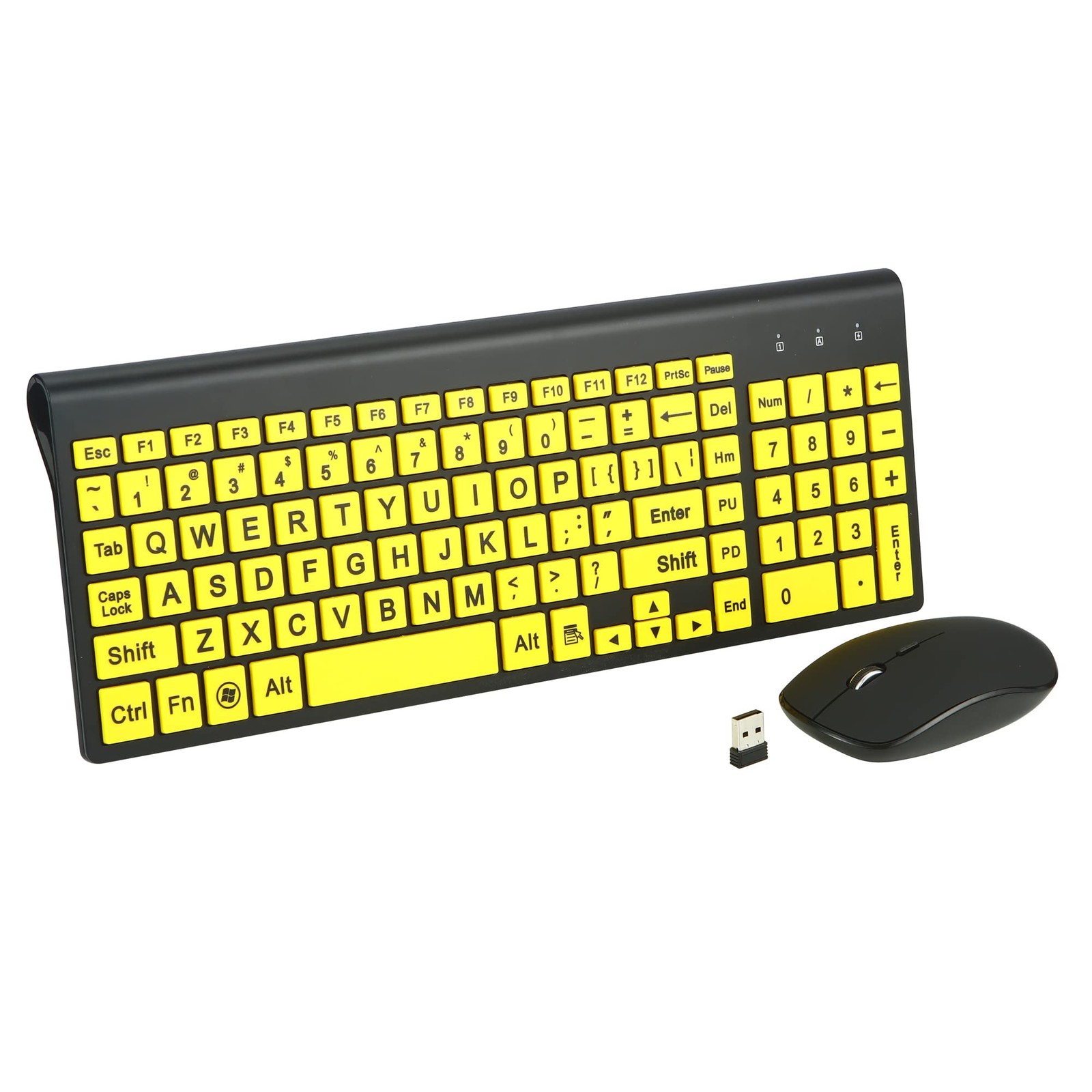 Full Size Large Print 2.4g Wireless Keyboard and Mouse with Oversized Print f...