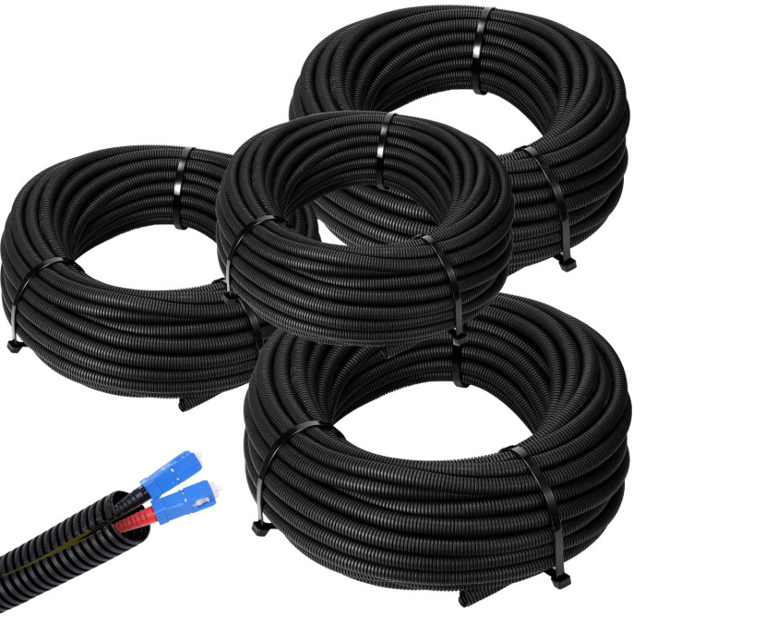 Funda cable flexible 10ft 1/4-3/4, tubo corrugado protector eléctrico negro