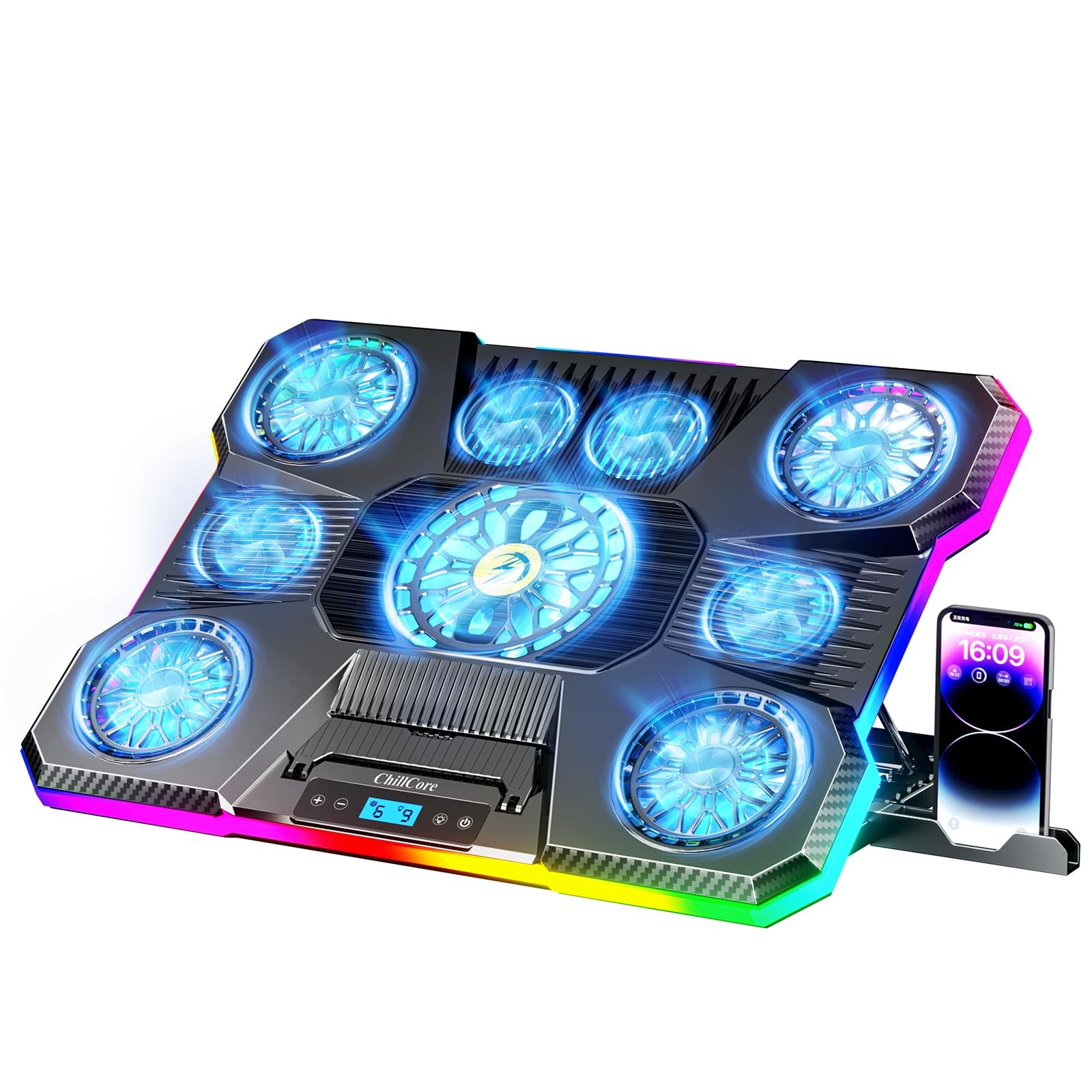 9Fan RGB Gaming Laptop Cooling Pad 15.619.3 in