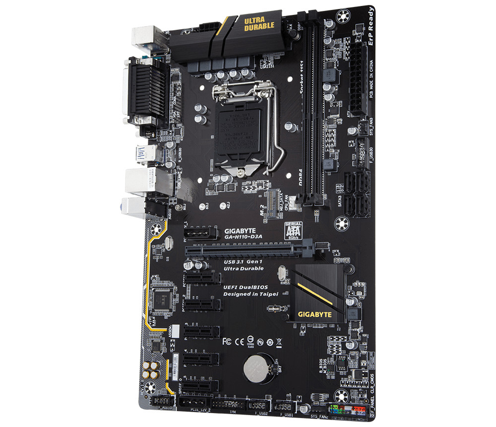 GIGABYTE GA-H110-D3A LGA 1151 socket INTEL ATX Motherboard ddr4 usb3.0 6 PCIe