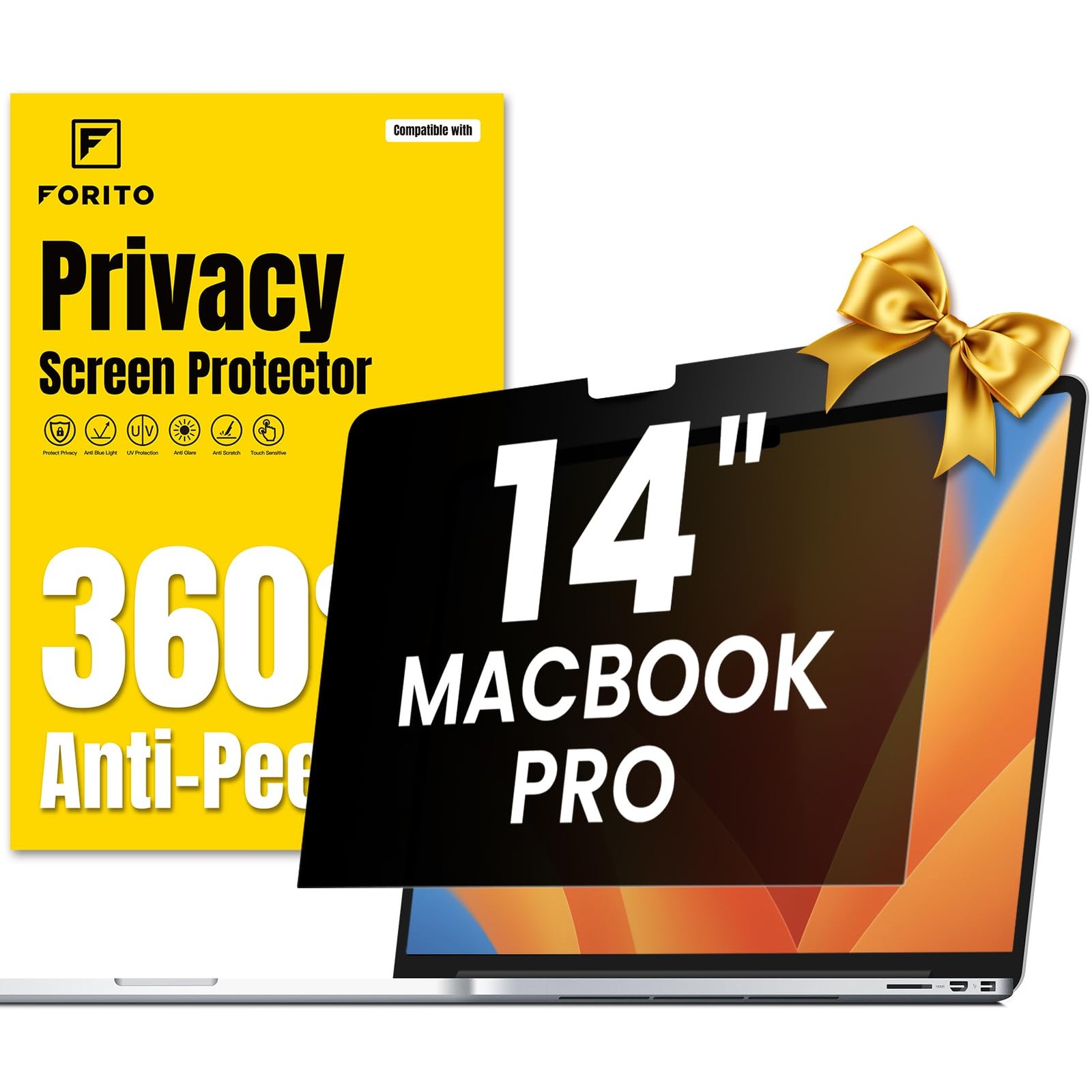 F FORITO 360° Privacy Screen for MacBook Pro 14"(2021-2025, M1 M2 M3 M4 M5)