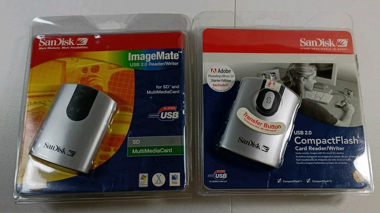 2 SanDisk Card Readers USB 2.0 Reader/ Writer SD And MMC Card And Compact Flash