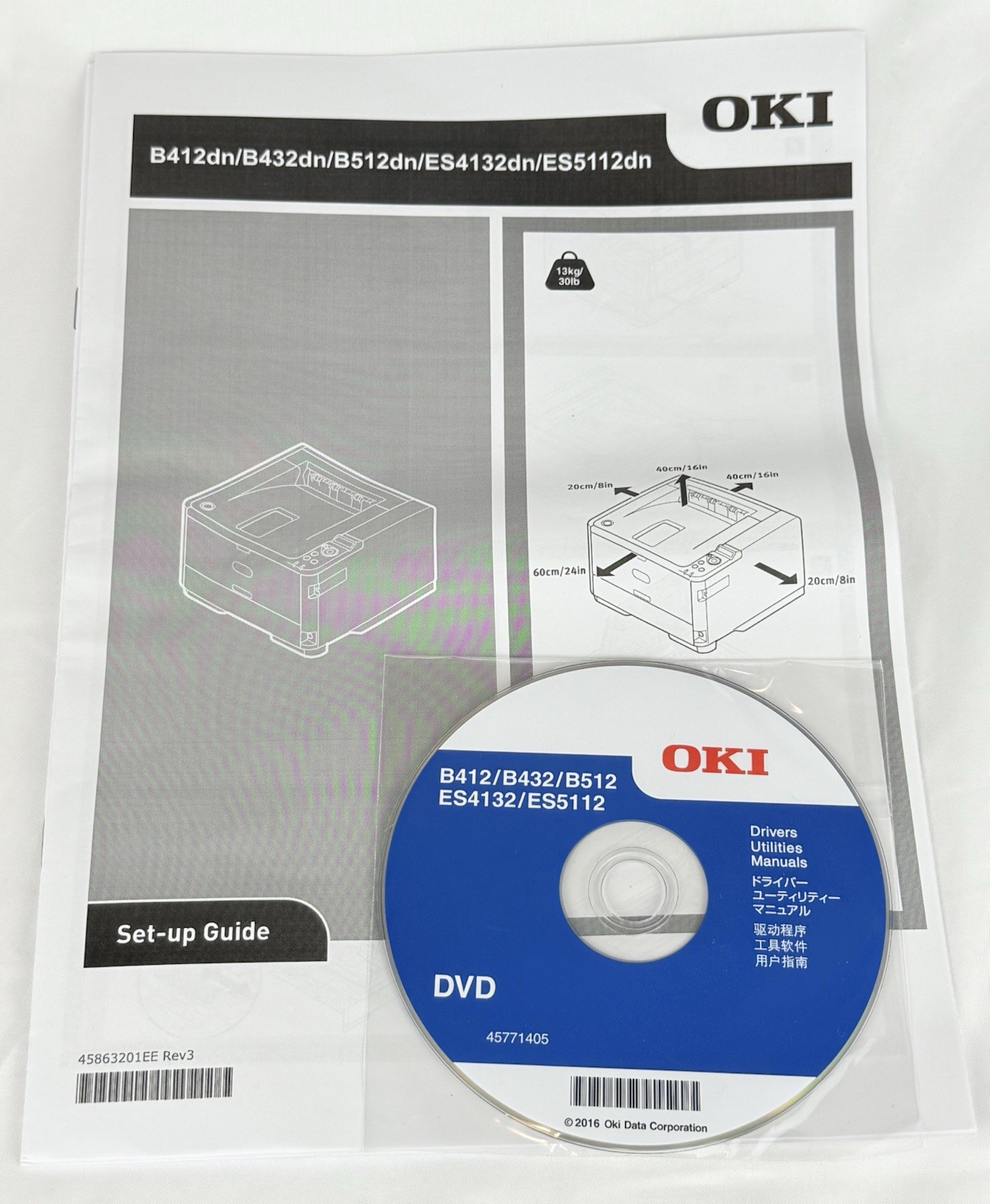 Okidata B432dn Duplex Double Sided Mono Laser Printer Set-Up Guide & Driver CD