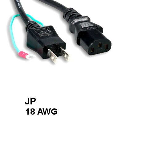 Kentek 6Ft IEC-60320 C13 to JP JIS8303 Power Cord w Ground 18AWG Japan Universal