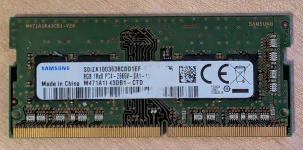 Samsung 8GB (1x8GB) 2666MHz M471A1K43DB1-CTD 1Rx8 PC4-2666V-SA1-11 Laptop RAM