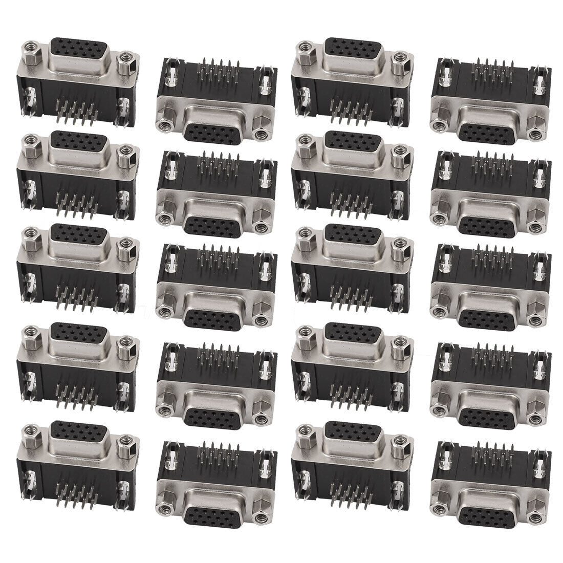 20Pcs DB 15 Pin 3 Row Female D-SUB VGA Connector PCB Mounting Right Angle