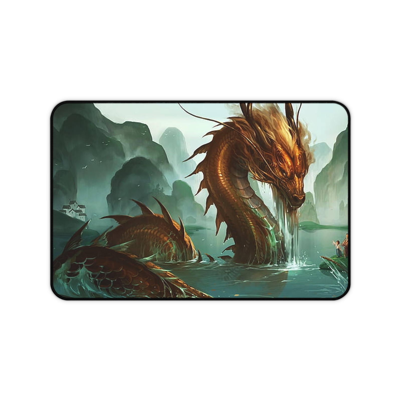 Oriental Brass Bronze Red Water Dragon Gaming Desk Mat Mouse Pad Playmat