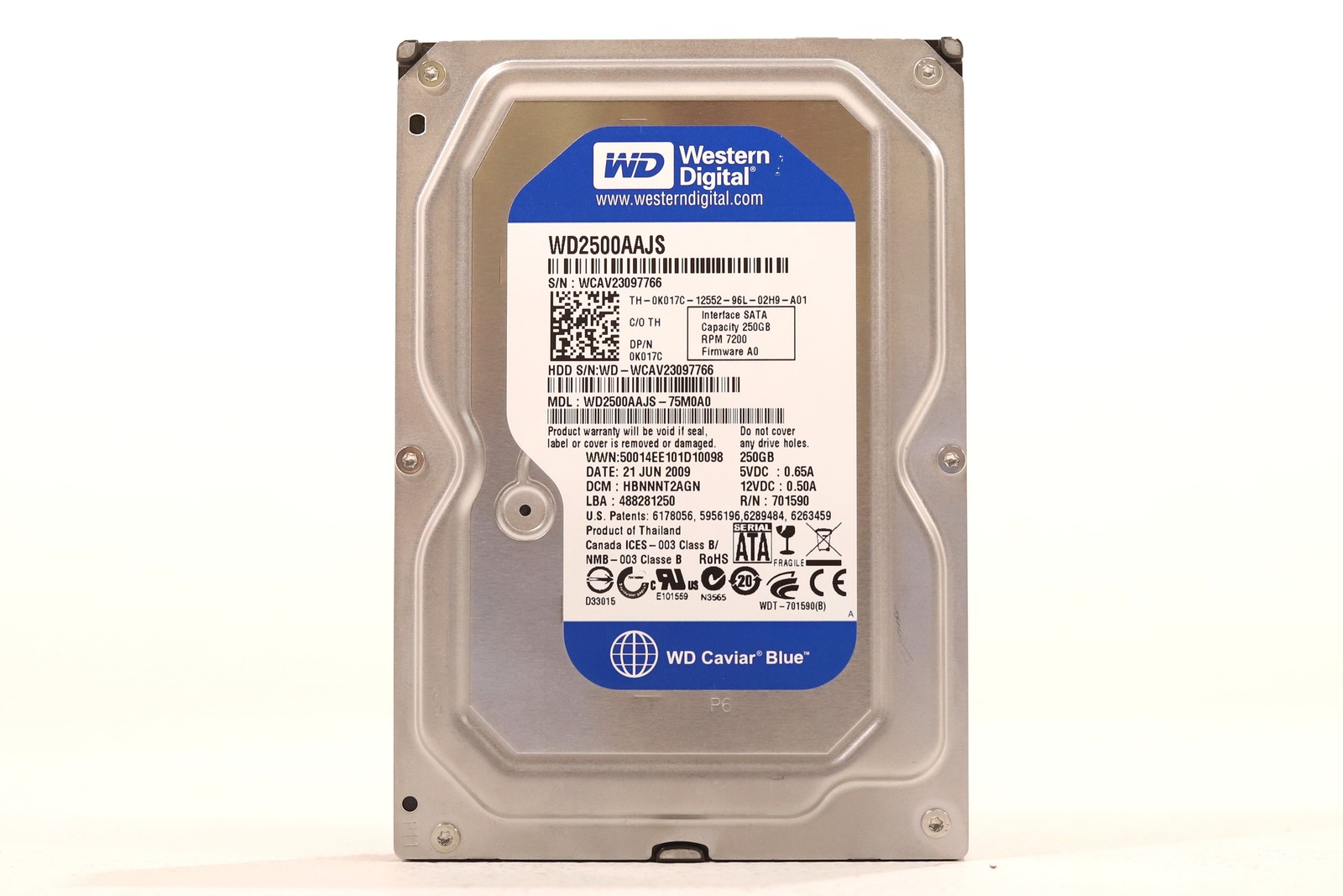 Dell WD2500AAJS-75M0A0 250GB 3.5" 3Gb/s 7.2K RPM SATA HDD Dell P/N: 0K017C