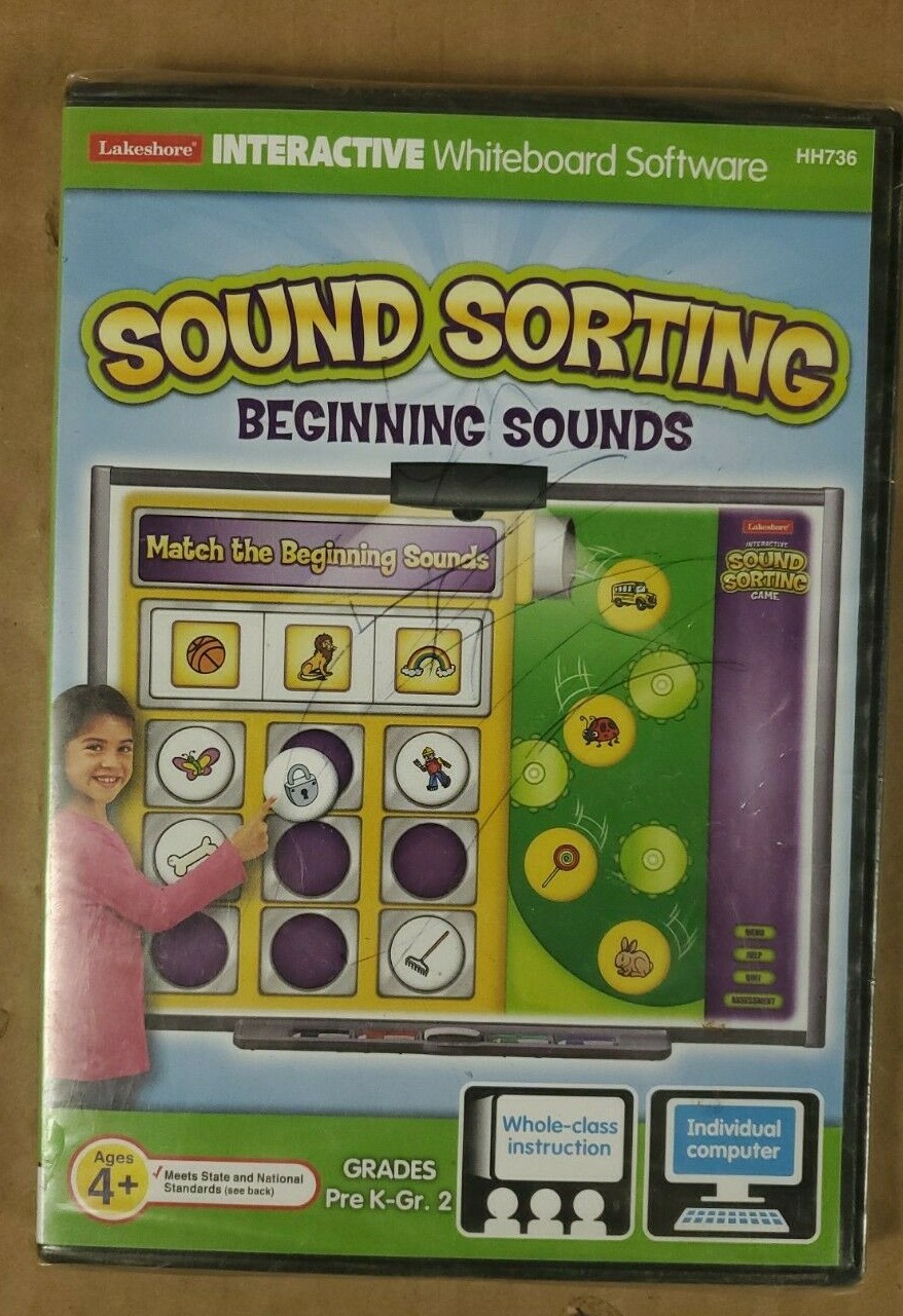 Lakeshore Interactive Whiteboard CD ROM HH736 Sound Sorting Beginning Sounds NEW