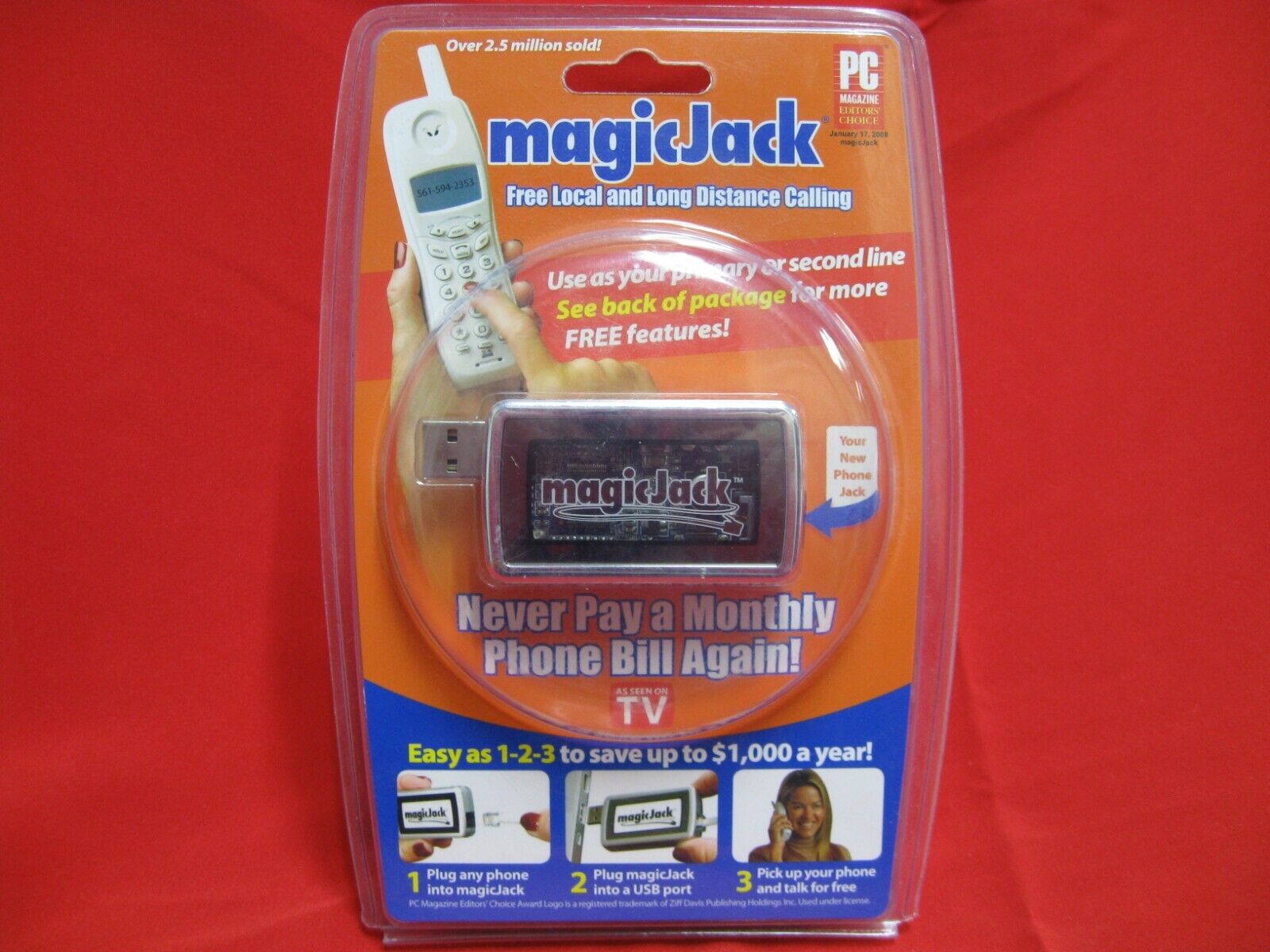 NEW Magic Jack A921 USB PC to Phone Jack Free Local & Long Distance OEM Original