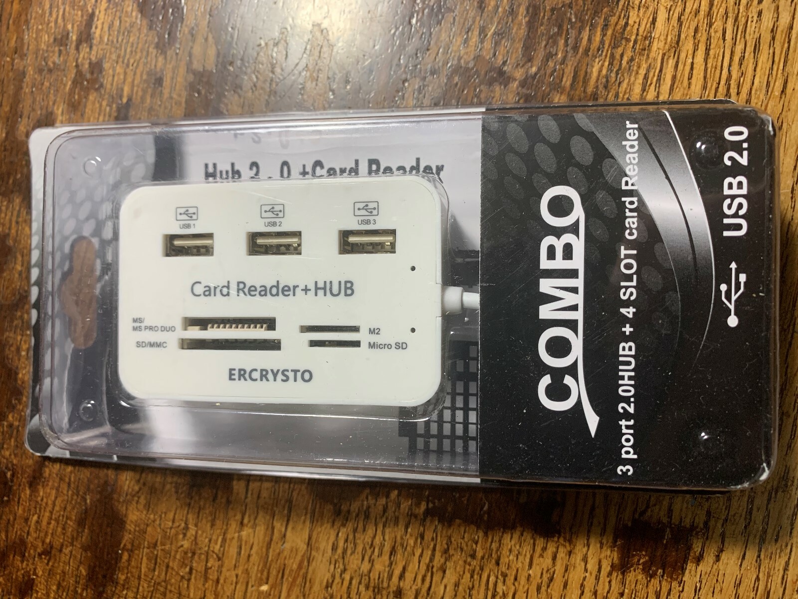 New ERCRYSTO Card Reader, 3 Ports USB Hub, High Speed External Memory WHITE