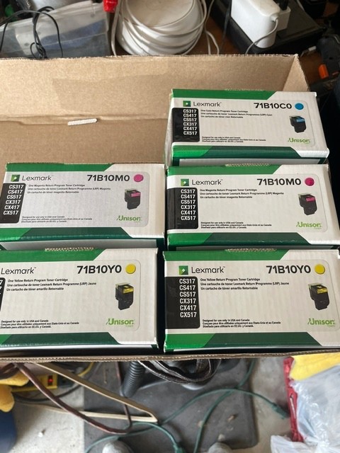 lot of Lexmark 71B10C0 71B10M0 71B10Y0 Genuine OEM Toner CS317, 417, 517 CX317