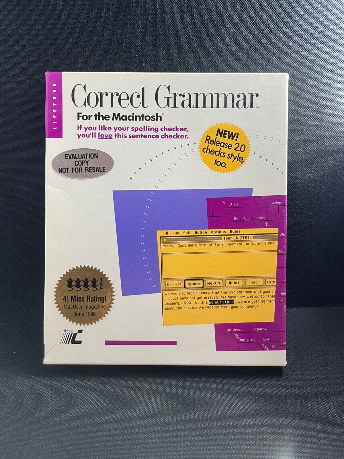 Vintage 1990 Correct Grammar, Release 2.0, for Apple Macintosh, used by Lifetree