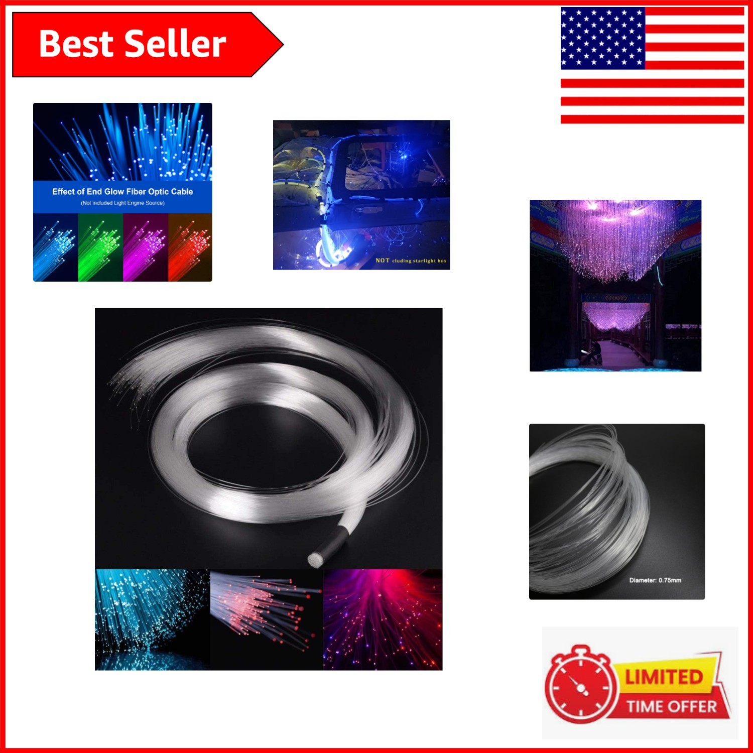 Flexible 6.5ft PMMA Fiber Optic Strands - Perfect for Starry Roof Decorations