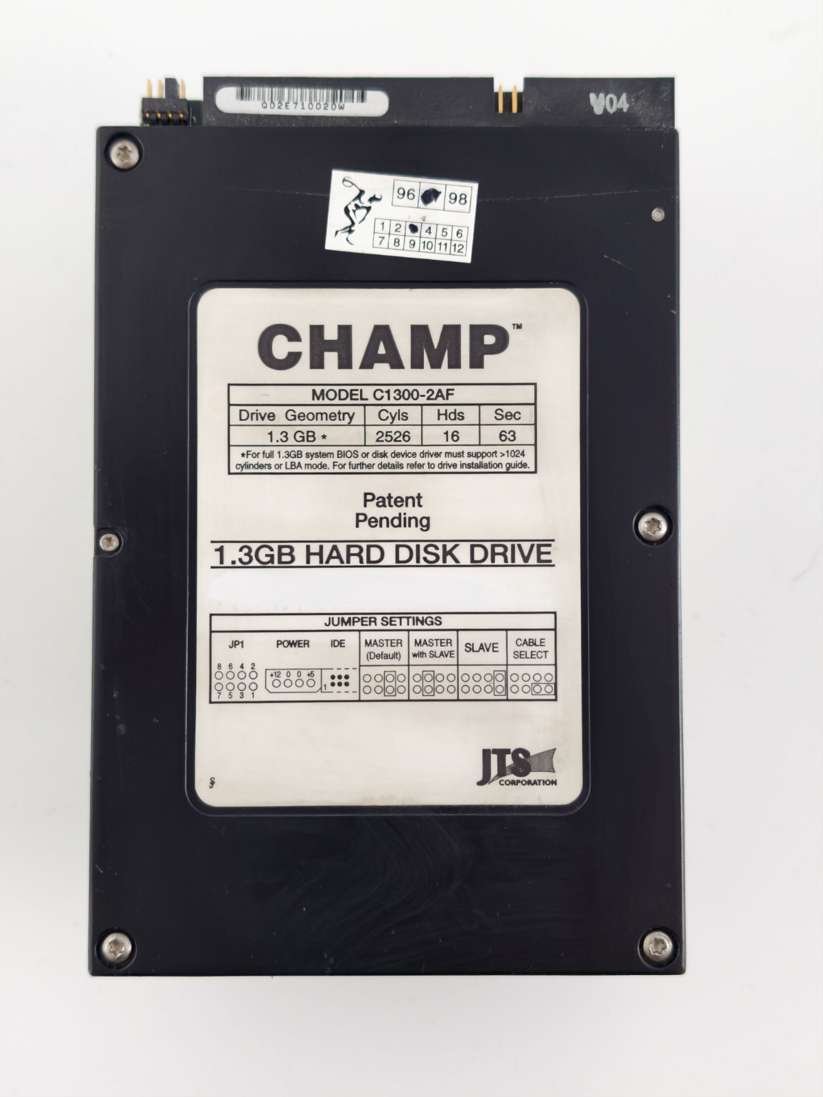 Hard Disc vintage Champ C1300-32AF 1.3GB 3.5" IDE HDD 1.3GB JTS Corp