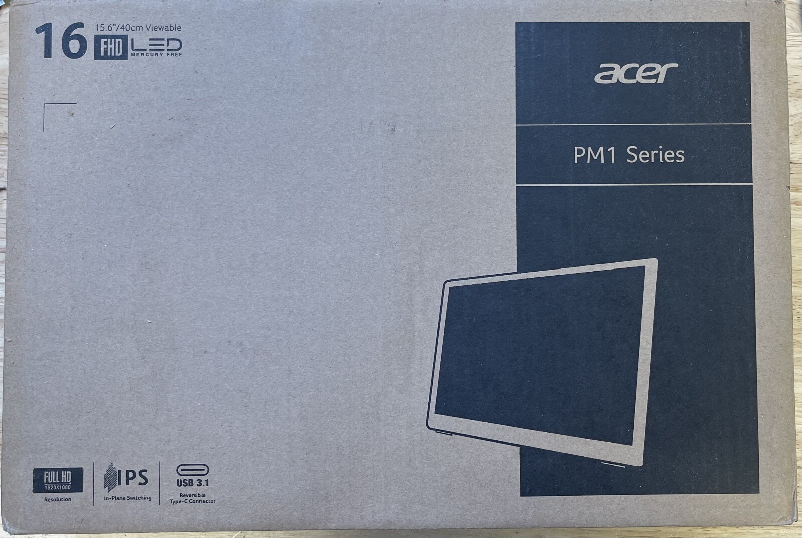 Acer PM161Q 15.6" Widescreen LCD Monitor - Black - Brand New - Open Box