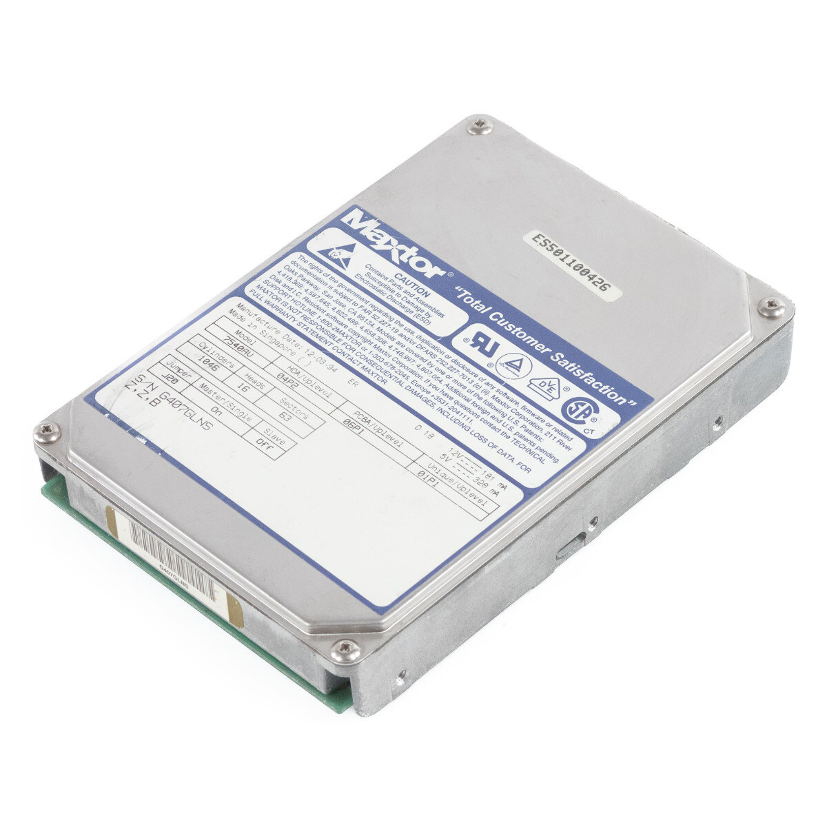 HARD DRIVE MAXTOR 540MB 7540AV ATA 3551RPM 3.5'' inch