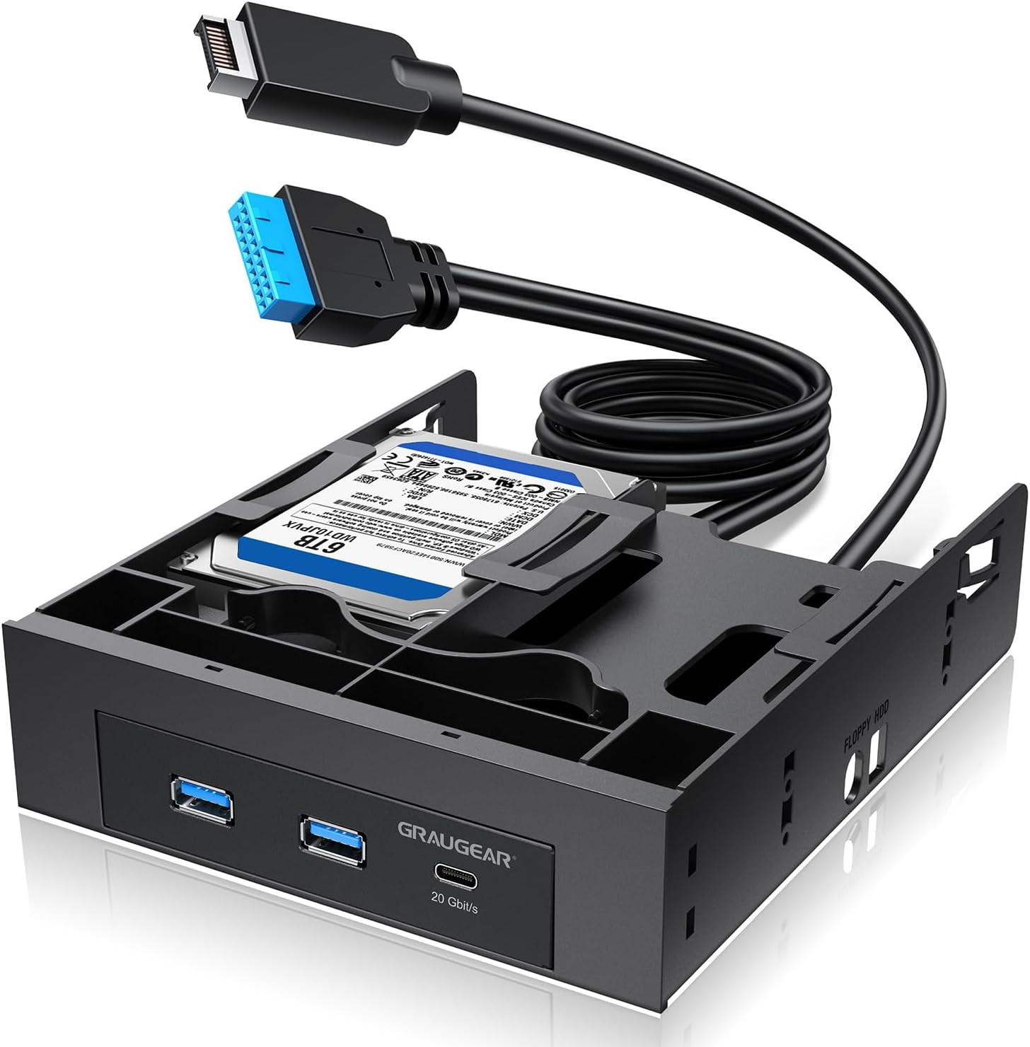 5.25 Inch Internal USB Hub Front Panel – USB‑C 20Gbps + 2X USB‑