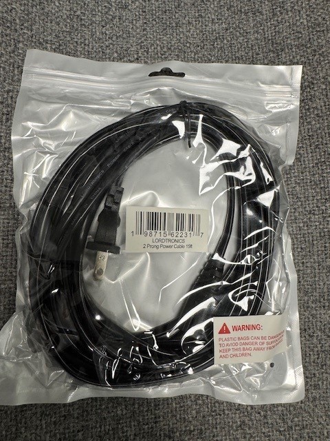 15 Feet 15' AC Power Cord 2 Prong Figure 8 For Sony Samsung Tv Printer Laptop