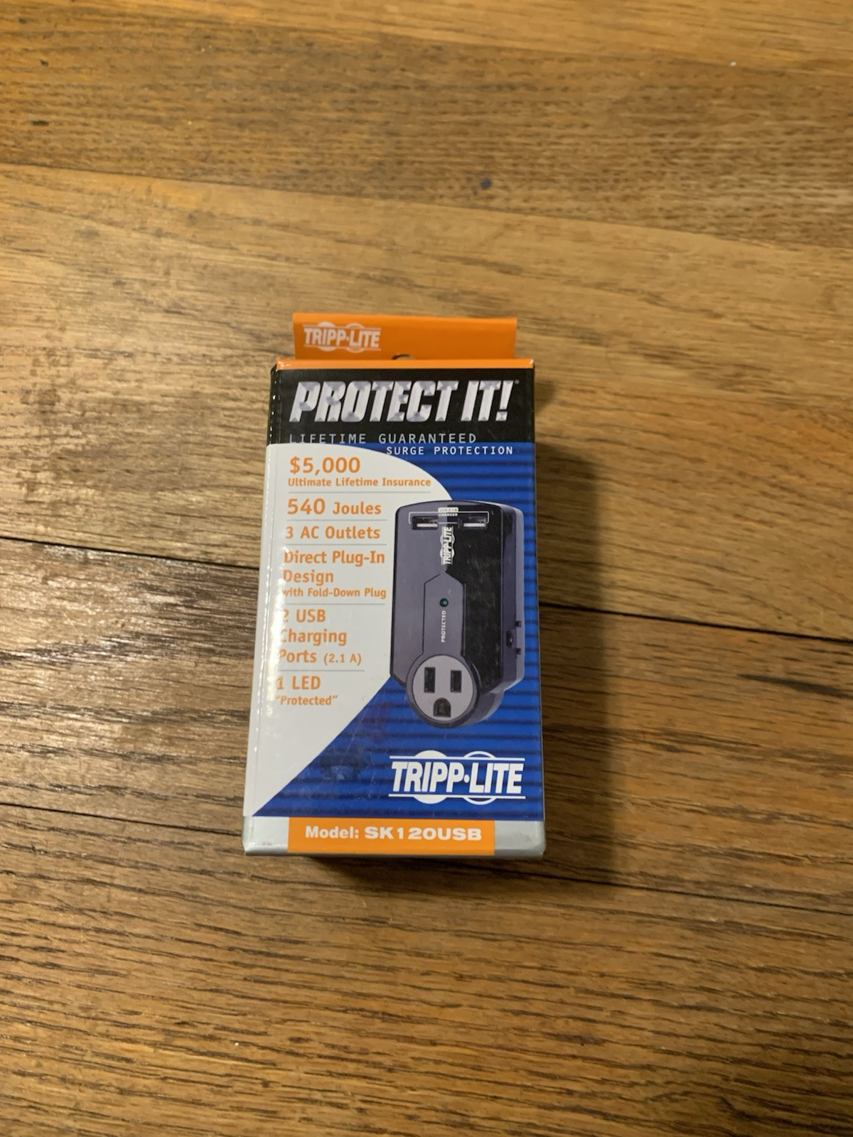Tripp Lite SK120USB 3-Outlet Surge Protector USB Ports, $5,000 Insurance NEW