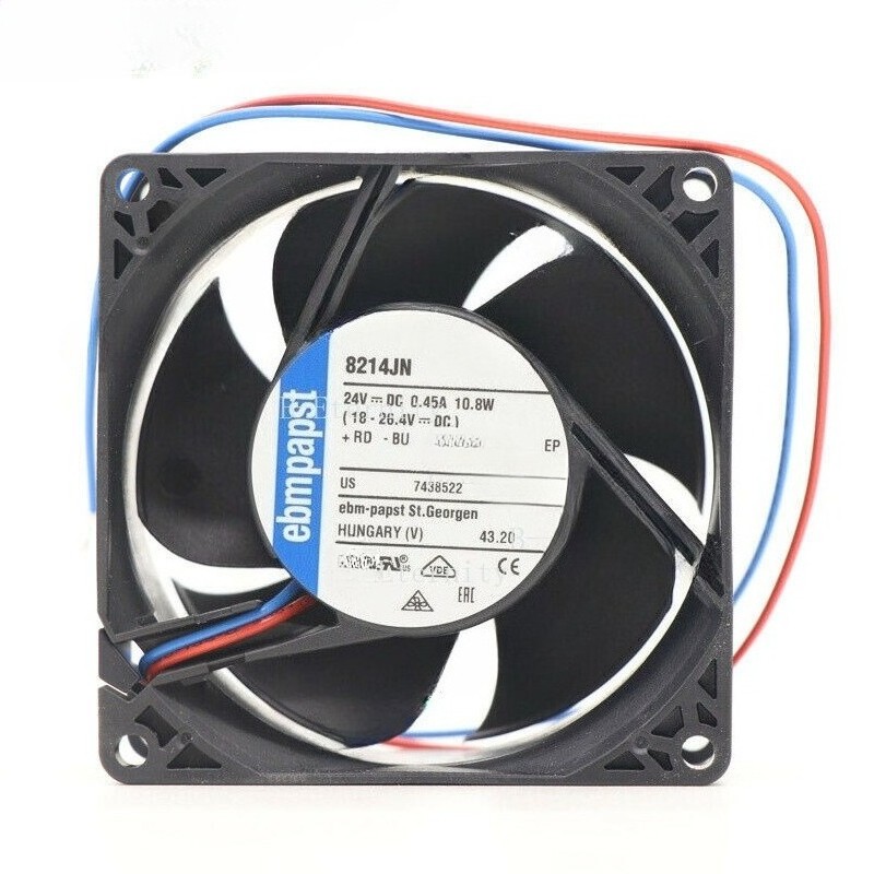  Ebmpapst 8214JN Axial Fan 24V 10.8W 0.45A 80*80*38MM Inverter Cooling Fan2-Wire