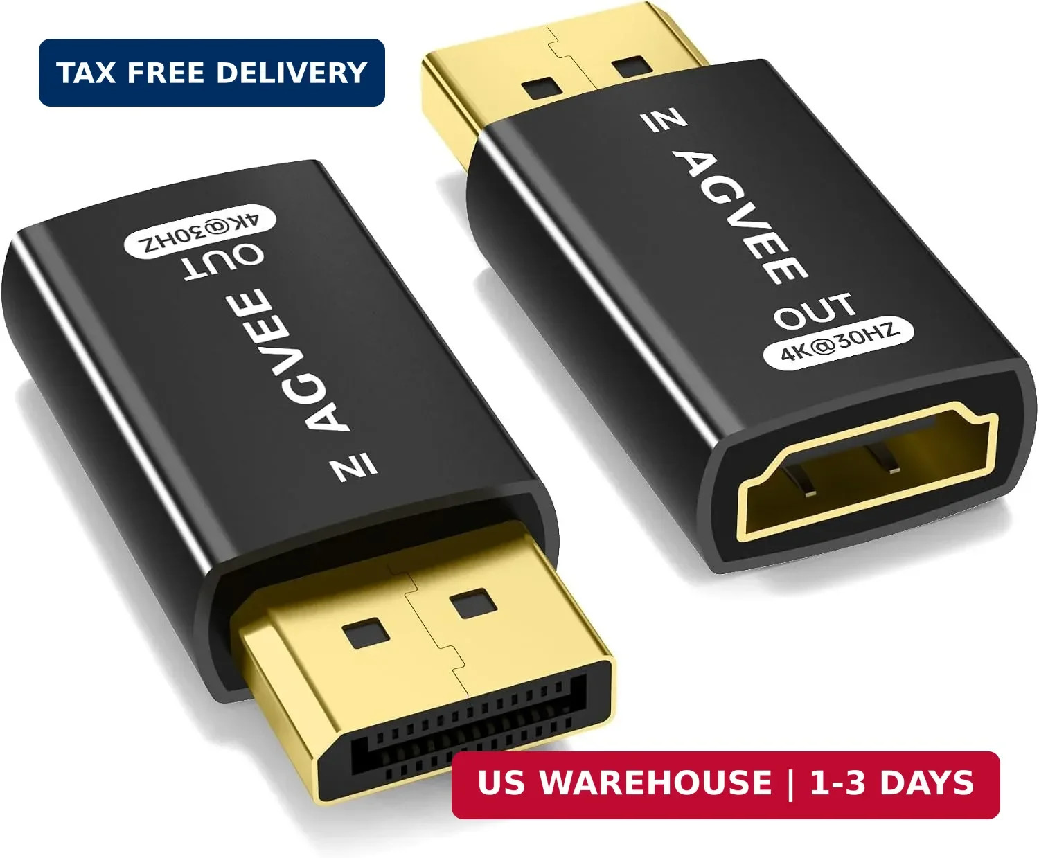 AGVEE 2 Pack 4K@30HZ DisplayPort to HDMI Adapter DP Display Port Converter