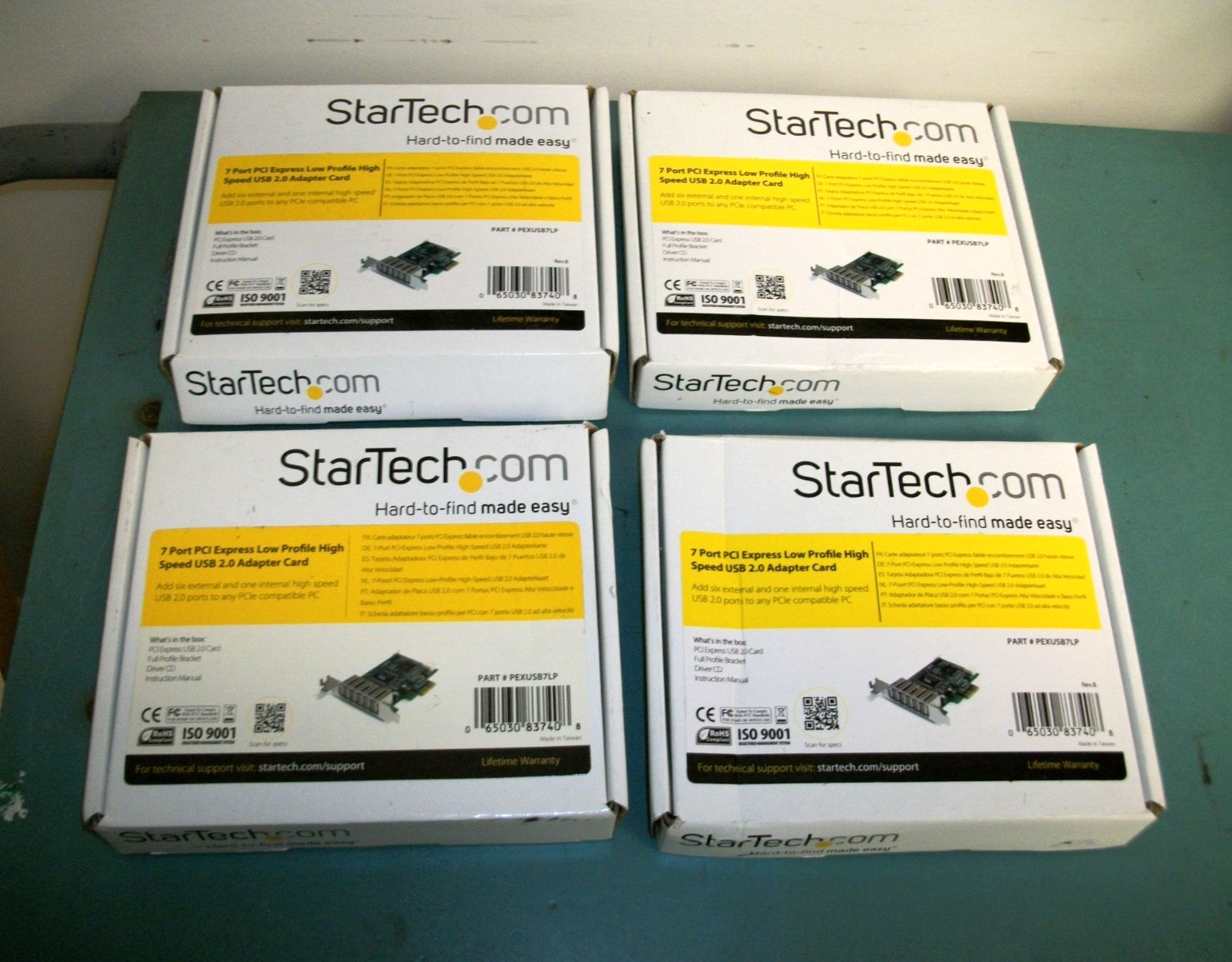 LOT OF 4 - STARTECH.COM PEXUSB7LP 7 Port PCI Low Profile USB 2.0 Adapter Cards
