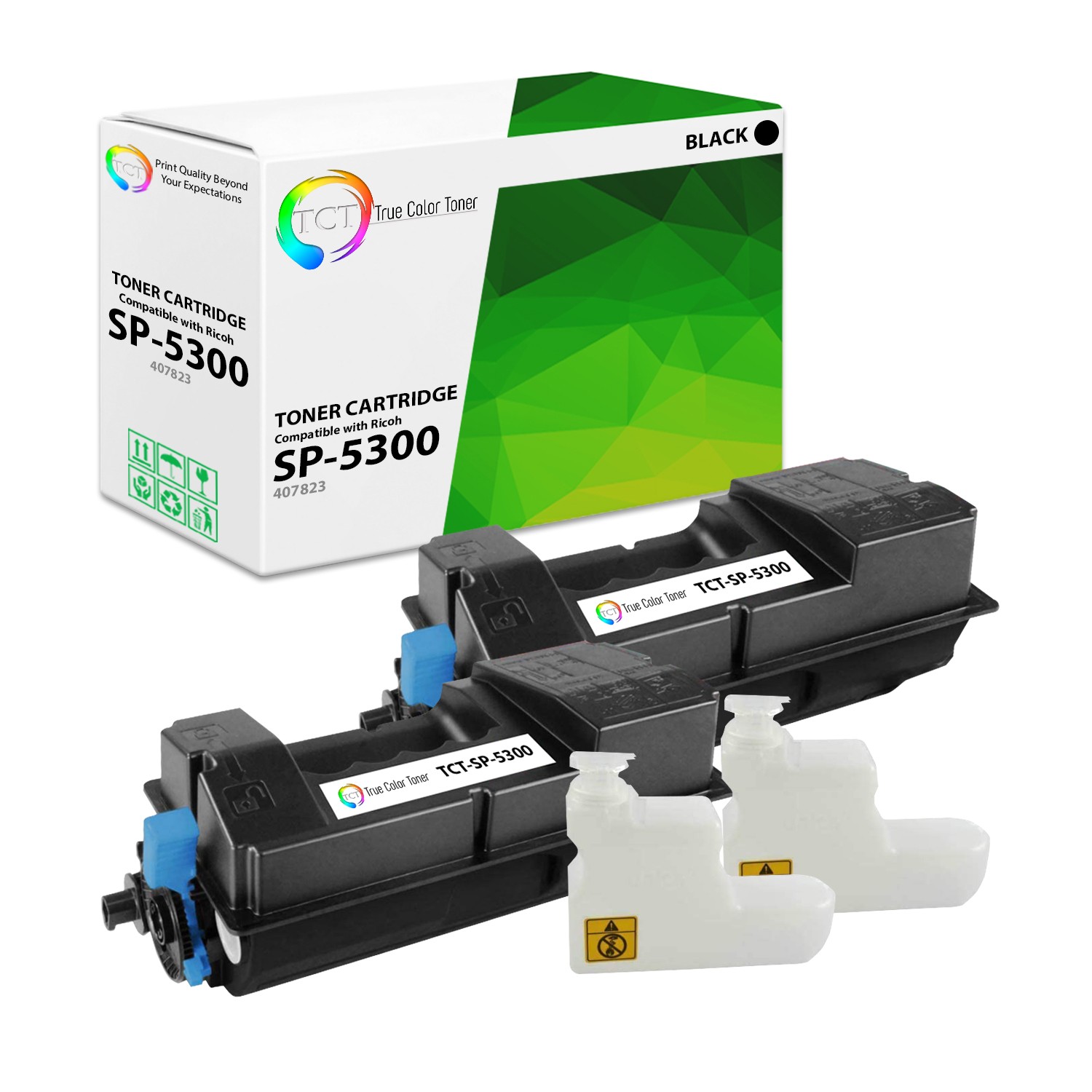 2Pk TCT Prem SP-5300 Black for Ricoh Aficio SP5300DN SP5310DN Compatible Toner
