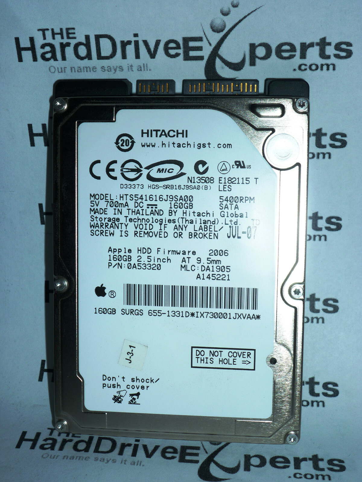 Hitachi 0A53320 MLC: DA1905 HTS541616J9SA00 160gb 5400rpm SATA Apple 655-1331D
